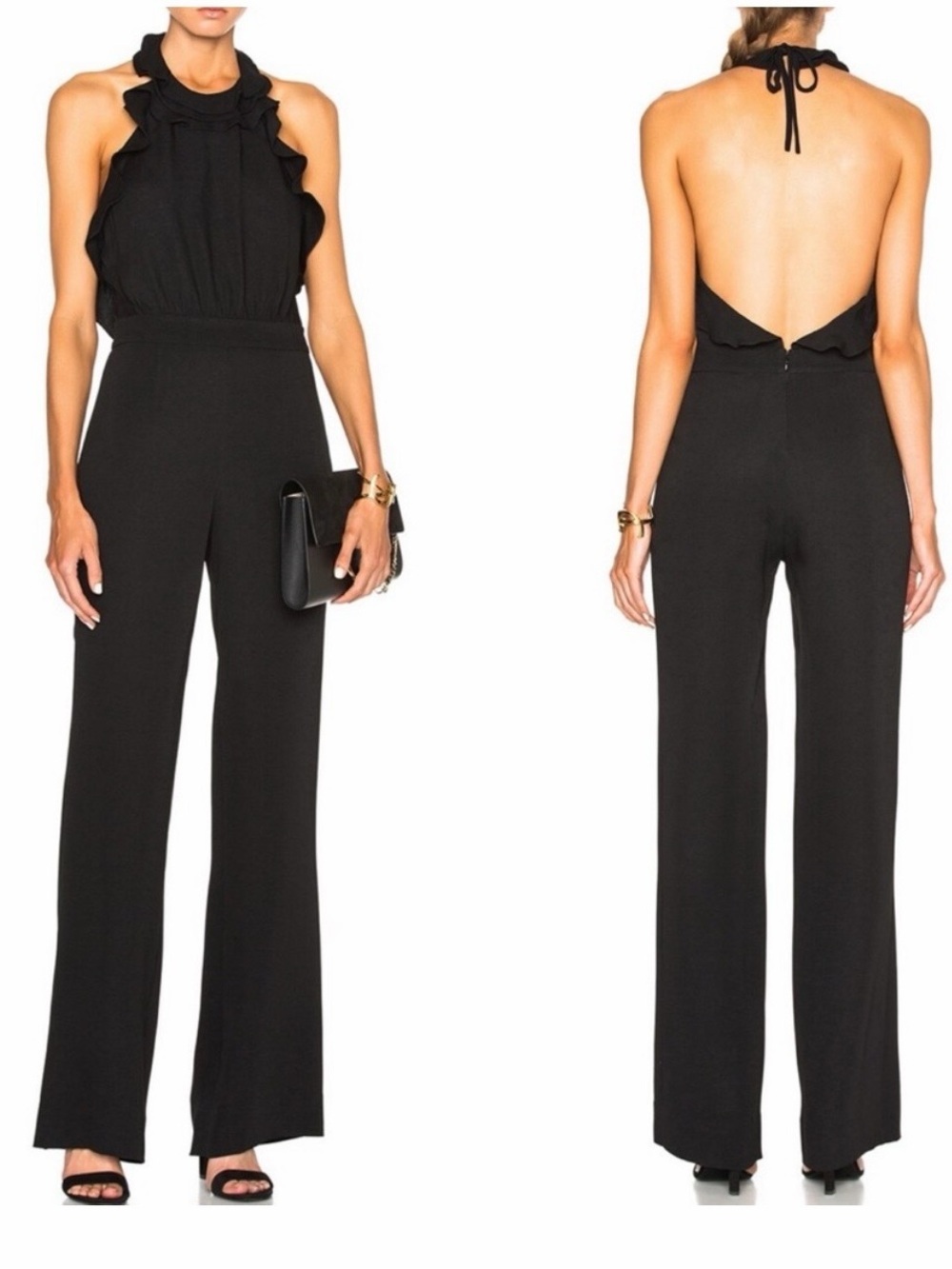 DVF Blithe Black Silk Jumpsuit NWT Diane von Furstenberg Size 8 $598